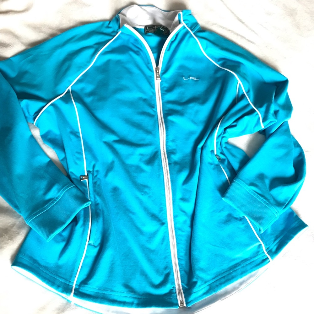 Ralph Lauren Turquoise Warm up Jacket with White Piping... Vintage Y2K 1X